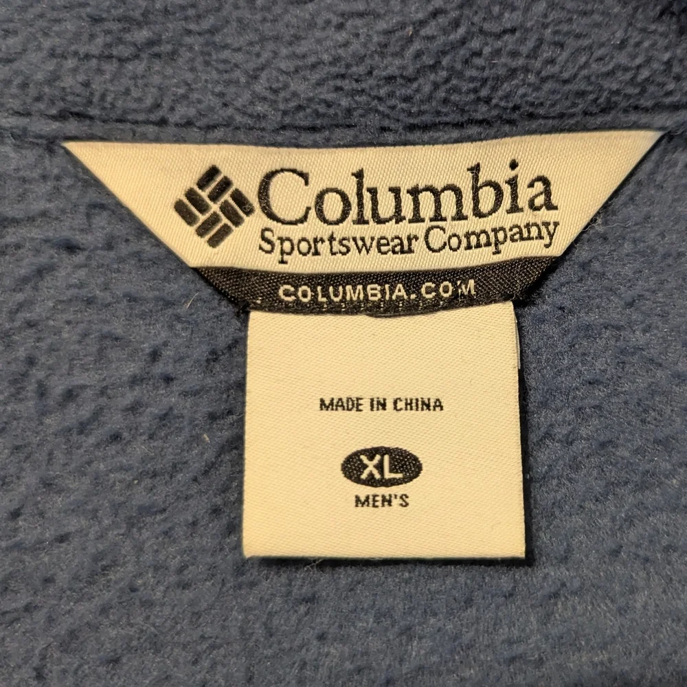 Columbia Blue Colorblock Full Zip Fleece LS Collared Jacket W Pockets Men's XL